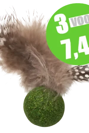 Jack & Vanilla Herbals Kattenkruid Bal Met Veer 5 cm Seizoensaanbieding